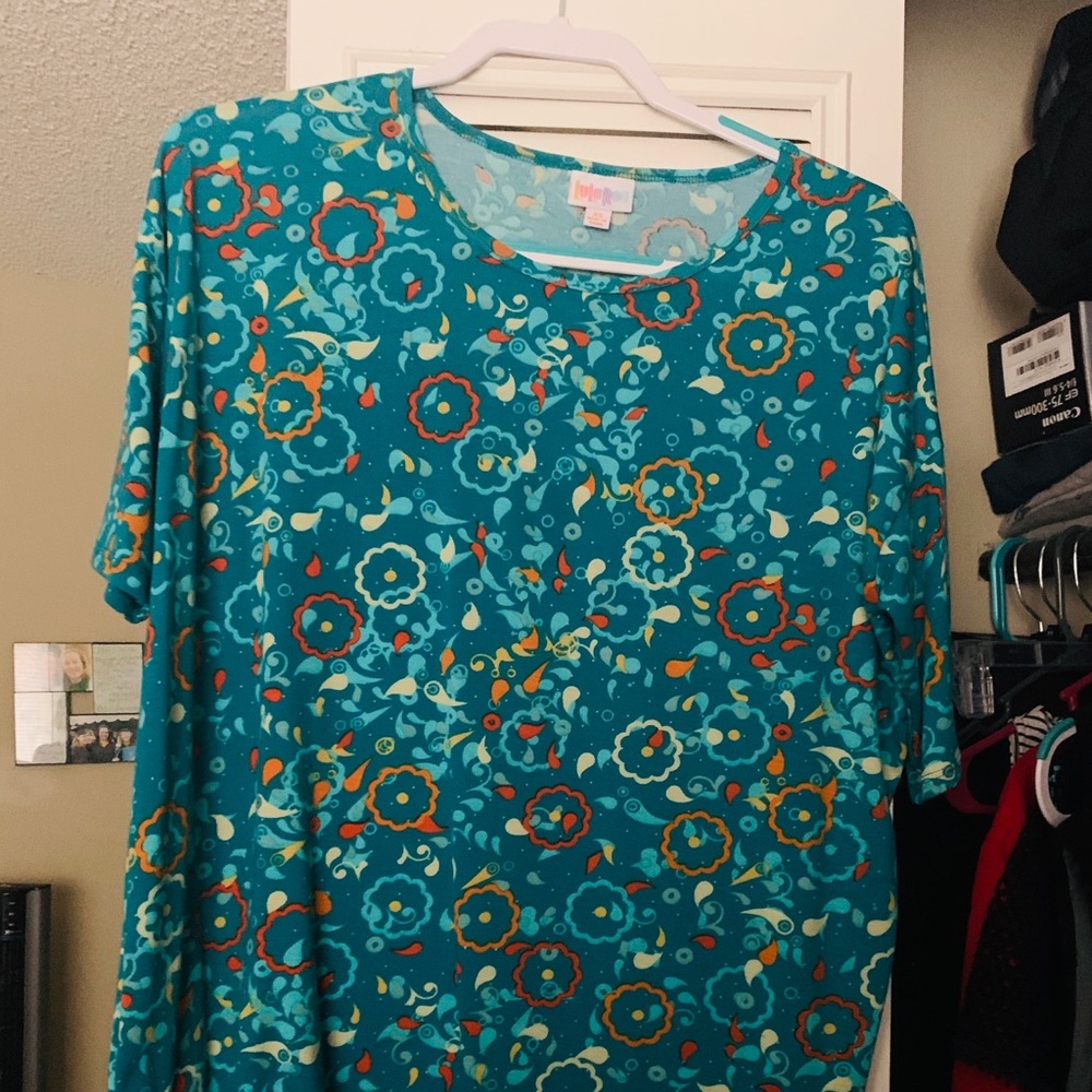 LuLaRoe Teal Floral Irma XS